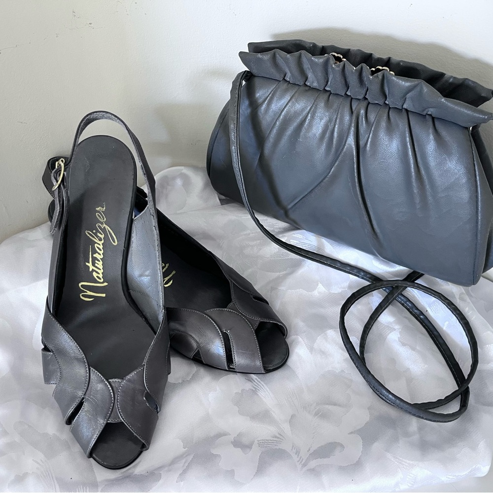 Naturalizer Smoke Grey Slingback Heels and matching purse